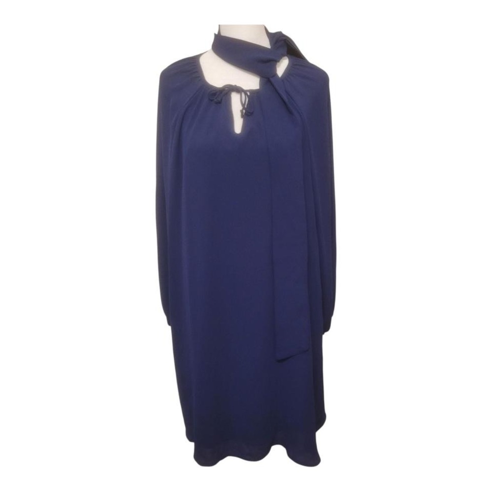 Navy The Limited long sleeve dress with tie neckline/cap sleeves #cap#navyblue